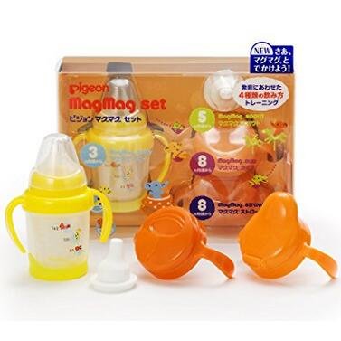 贝亲 MAGMAG 儿童训练吸水杯套装 奶嘴型 鸭嘴型 吸管型 直饮型