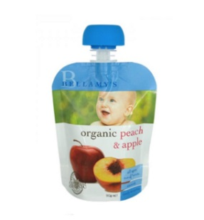 凑单好物！Bellamy's 贝拉米 婴幼儿辅食有机蜜桃苹果泥水果泥（4个月以上） 90g